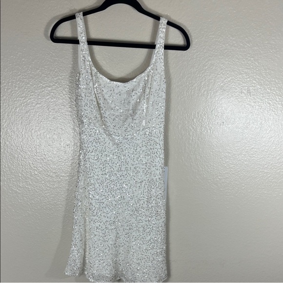 RIXO Ronan Mini Dress Squiggle Sequin Ivory - Picture 8 of 13